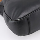 GUCCI Bamboo Shoulder Bag Leather 2way Black Gold Tone 001 1577 Auth LN029-13