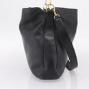 GUCCI Bamboo Shoulder Bag Leather 2way Black Gold Tone 001 1577 Auth LN029-4