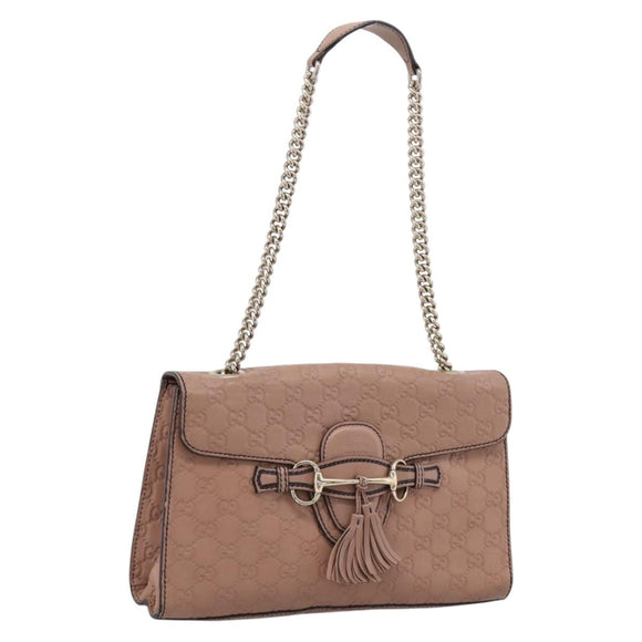 GUCCI GuccissimaGG Horsebit Emily Chain Shoulder Bag Leather 295402 Auth LN030V