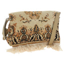 LOEWE Flamenco Shoulder Bag Suede Beige Gold Tone Auth LN031V-1