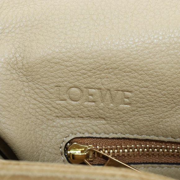 LOEWE Flamenco Shoulder Bag Suede Beige Gold Tone Auth LN031V