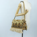 LOEWE Flamenco Shoulder Bag Suede Beige Gold Tone Auth LN031V-29