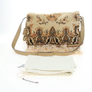 LOEWE Flamenco Shoulder Bag Suede Beige Gold Tone Auth LN031V-12