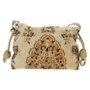 LOEWE Flamenco Shoulder Bag Suede Beige Gold Tone Auth LN031V-2
