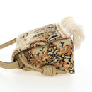 LOEWE Flamenco Shoulder Bag Suede Beige Gold Tone Auth LN031V-3