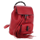 GUCCI Bamboo Backpack Leather Red Silver 387149 Auth LN032V-1