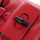 GUCCI Bamboo Backpack Leather Red Silver 387149 Auth LN032V-21