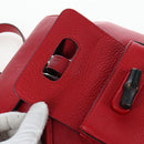 GUCCI Bamboo Backpack Leather Red Silver 387149 Auth LN032V-22