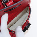 GUCCI Bamboo Backpack Leather Red Silver 387149 Auth LN032V-23