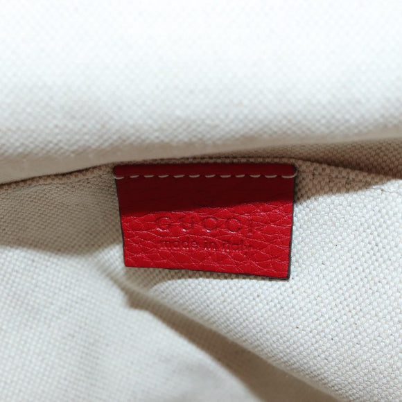 GUCCI Bamboo Backpack Leather Red Silver 387149 Auth LN032V