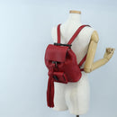 GUCCI Bamboo Backpack Leather Red Silver 387149 Auth LN032V-31