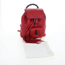 GUCCI Bamboo Backpack Leather Red Silver 387149 Auth LN032V-12
