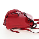 GUCCI Bamboo Backpack Leather Red Silver 387149 Auth LN032V-4