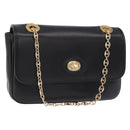 GUCCI Chain Shoulder Bag Leather Black Gold Tone 576421 Auth LN033V-1