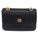GUCCI Chain Shoulder Bag Leather Black Gold Tone 576421 Auth LN033V-13