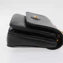 GUCCI Chain Shoulder Bag Leather Black Gold Tone 576421 Auth LN033V-3