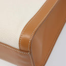CELINE Vertical Cabas Small Hand Bag Canvas 2way Ivory Gold Tone Auth LN035V-16