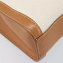 CELINE Vertical Cabas Small Hand Bag Canvas 2way Ivory Gold Tone Auth LN035V-17