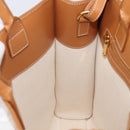 CELINE Vertical Cabas Small Hand Bag Canvas 2way Ivory Gold Tone Auth LN035V-22