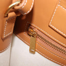 CELINE Vertical Cabas Small Hand Bag Canvas 2way Ivory Gold Tone Auth LN035V-23