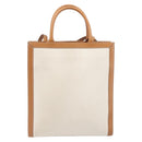 CELINE Vertical Cabas Small Hand Bag Canvas 2way Ivory Gold Tone Auth LN035V-2
