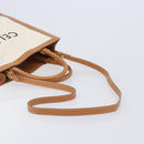CELINE Vertical Cabas Small Hand Bag Canvas 2way Ivory Gold Tone Auth LN035V-8