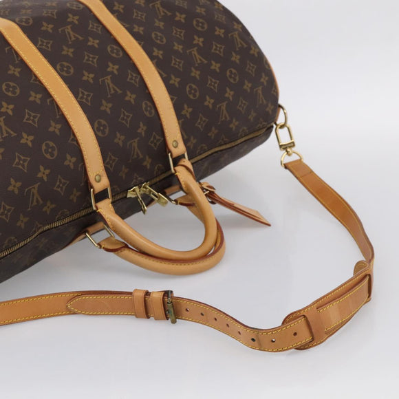 LOUIS VUITTON Monogram Keepall Bandouliere 55 Boston Bag M41414 LV Auth LN040V