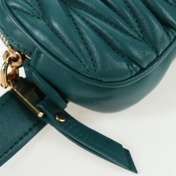 Miu Miu Matelasse Waist Bag Leather Green Gold Auth LN043M