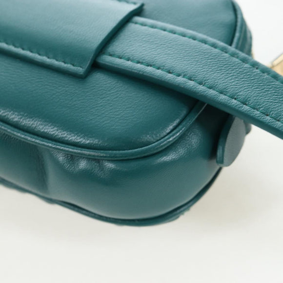 Miu Miu Matelasse Waist Bag Leather Green Gold Auth LN043M