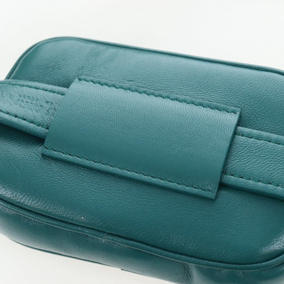 Miu Miu Matelasse Waist Bag Leather Green Gold Auth LN043M
