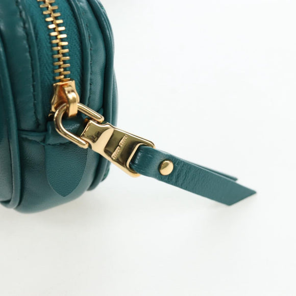 Miu Miu Matelasse Waist Bag Leather Green Gold Auth LN043M