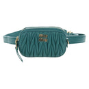 Miu Miu Matelasse Waist Bag Leather Green Gold Auth LN043M-13