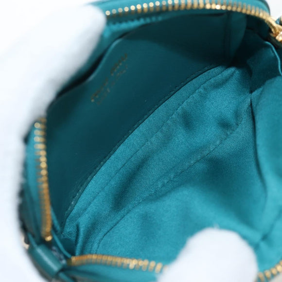 Miu Miu Matelasse Waist Bag Leather Green Gold Auth LN043M