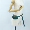 Miu Miu Matelasse Waist Bag Leather Green Gold Auth LN043M-26