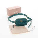 Miu Miu Matelasse Waist Bag Leather Green Gold Auth LN043M-12