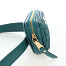 Miu Miu Matelasse Waist Bag Leather Green Gold Auth LN043M-3