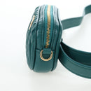 Miu Miu Matelasse Waist Bag Leather Green Gold Auth LN043M-4