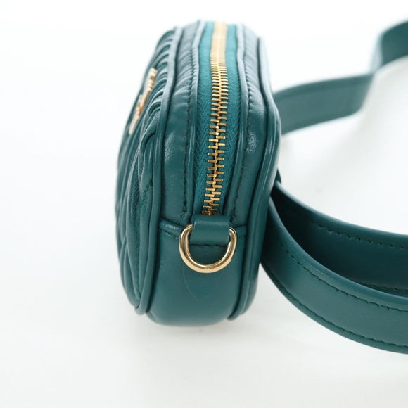 Miu Miu Matelasse Waist Bag Leather Green Gold Auth LN043M