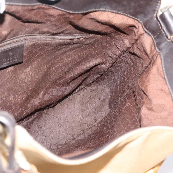 GUCCI Bamboo Web Sherry Line Shoulder Bag Canvas 2way Beige 001 4095 Auth LN044