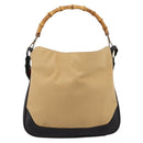 GUCCI Bamboo Web Sherry Line Shoulder Bag Canvas 2way Beige 001 4095 Auth LN044-2