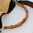 GUCCI Bamboo Web Sherry Line Shoulder Bag Canvas 2way Beige 001 4095 Auth LN044-7
