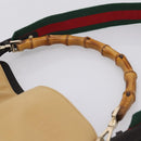 GUCCI Bamboo Web Sherry Line Shoulder Bag Canvas 2way Beige 001 4095 Auth LN044-8