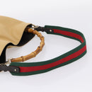 GUCCI Bamboo Web Sherry Line Shoulder Bag Canvas 2way Beige 001 4095 Auth LN044-9