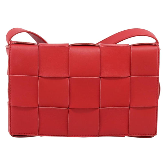 Bottega Veneta MAXI INTRECCIATO Cassette Shoulder Bag Leather Red Auth LN047V