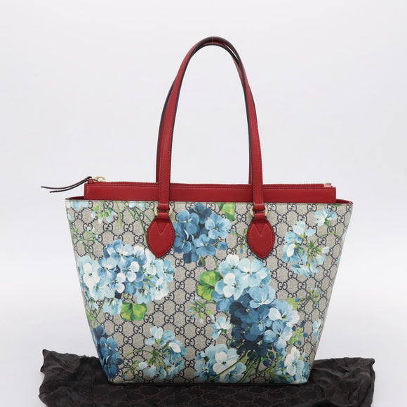 GUCCI GG Supreme Blooms Tote Bag PVC Navy Gold Tone 415721 Auth LN048V