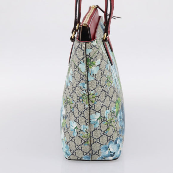 GUCCI GG Supreme Blooms Tote Bag PVC Navy Gold Tone 415721 Auth LN048V