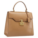 GUCCI Hand Bag Leather Beige Gold Tone 000 256 0192 Auth LN050-1