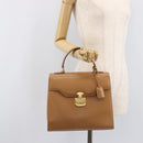 GUCCI Hand Bag Leather Beige Gold Tone 000 256 0192 Auth LN050-27