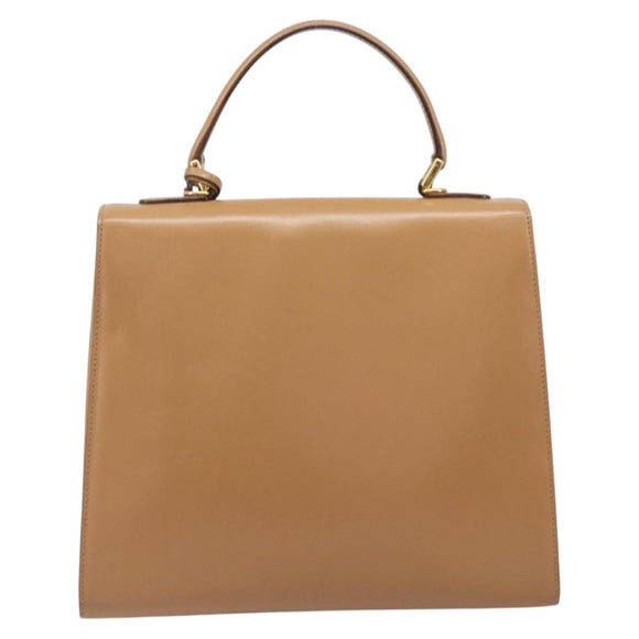 GUCCI Hand Bag Leather Beige Gold Tone 000 256 0192 Auth LN050