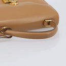 GUCCI Hand Bag Leather Beige Gold Tone 000 256 0192 Auth LN050-7